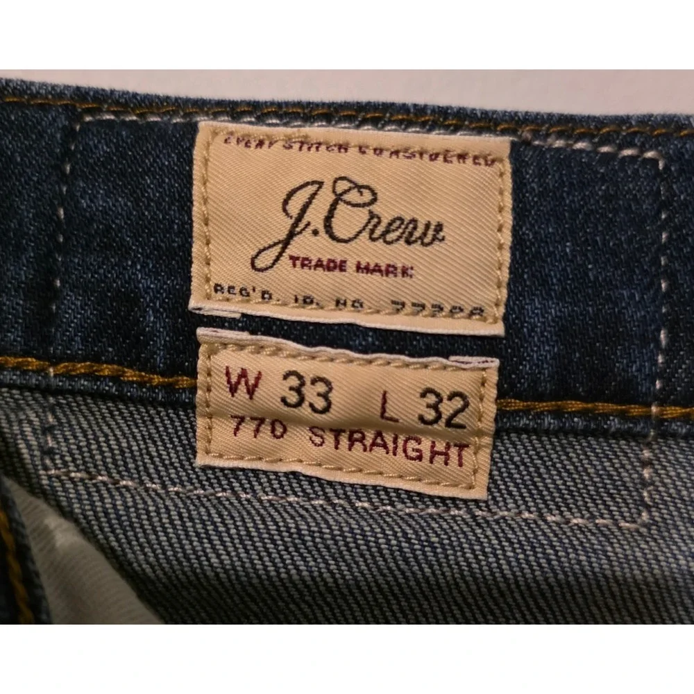 J.Crew 770 Straight Jeans Mens 33x32 Medium Wash Stretch Denim Everyday Casual